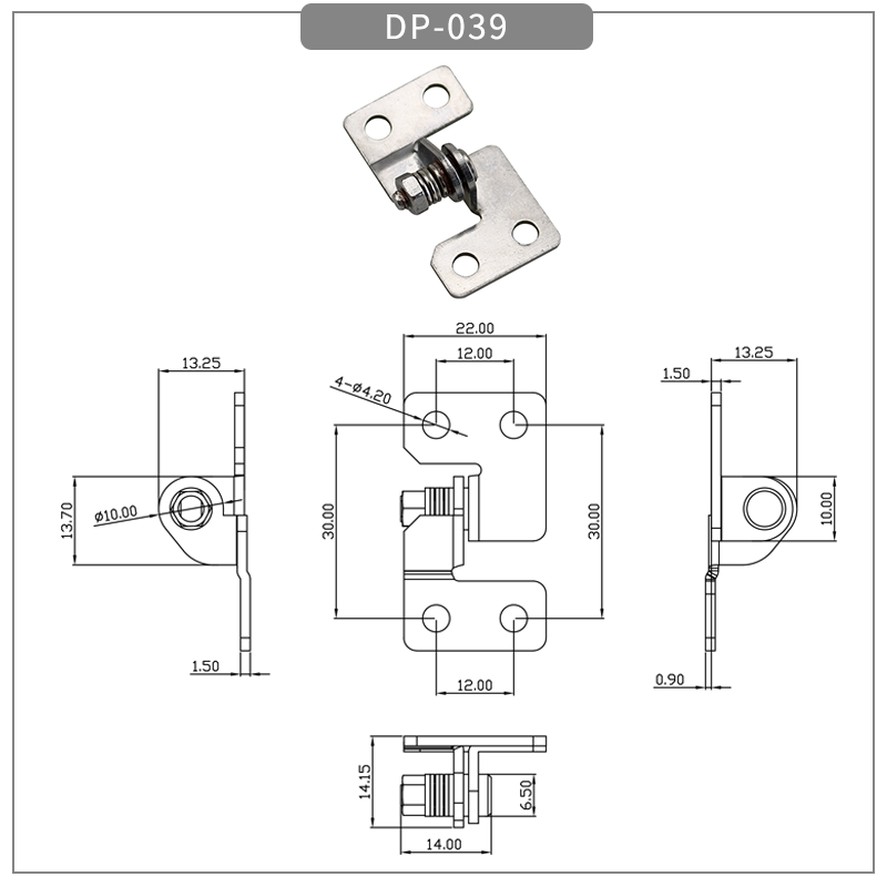 Stainless steel adjustable torque torsion shaft - torque hinge - 1